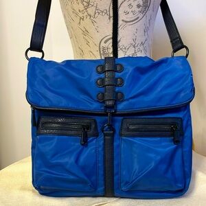 Co-Lab Foldover Nylon Crossbody Messenger Saddle Unisex Bag in Cobalt Blue